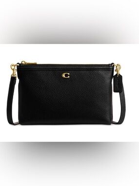NWT Coach Legacy Black Pebbled Leather Zip Crossbody Purse W/ Gold 'C' Emblem
